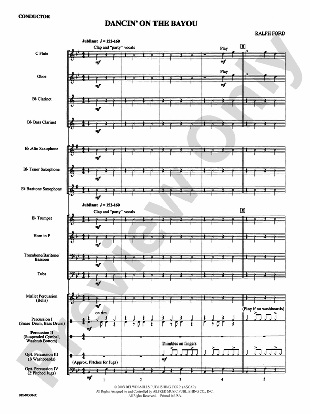 Dancin' on the Bayou - Concert Band Conductor Score & Parts (Digital Download)