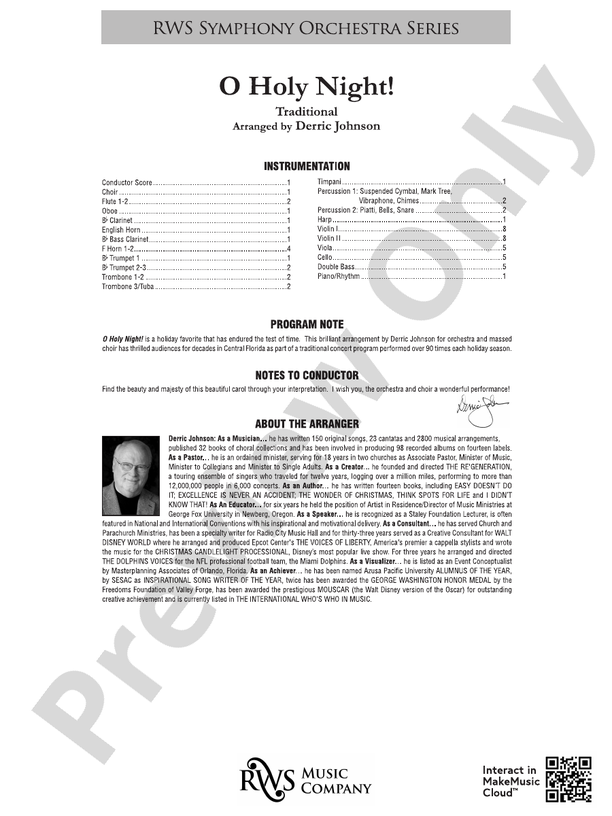 O Holy Night! (Grade 4.5) - Full Orchestra Conductor Score & Parts (Digital Download)