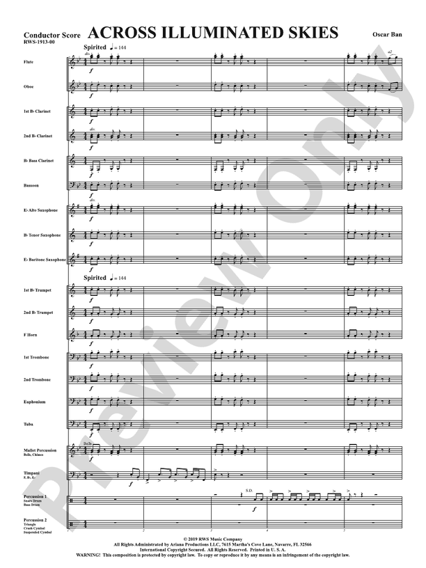 Across Illuminated Skies - Concert Band Conductor Score & Parts (Digital Download)
