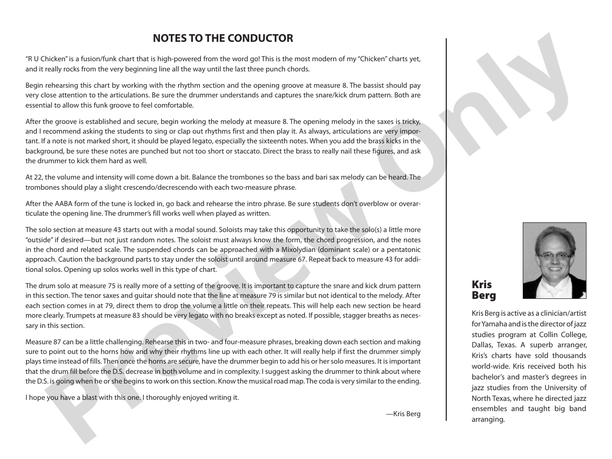 R U Chicken? - Jazz Ensemble Conductor Score & Parts (Digital Download)