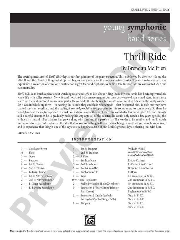 Thrill Ride - Concert Band Conductor Score & Parts (Digital Download)
