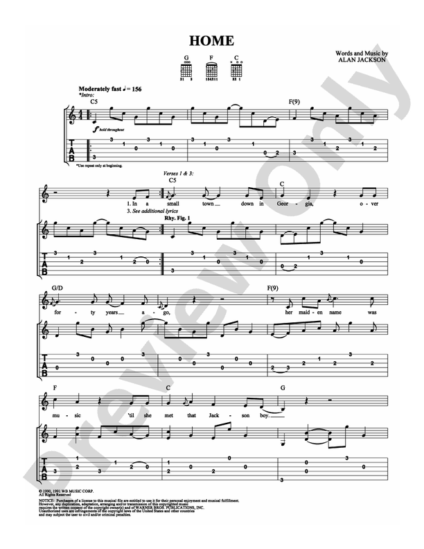 Home - Alan Jackson - Guitar TAB (Digital Download)