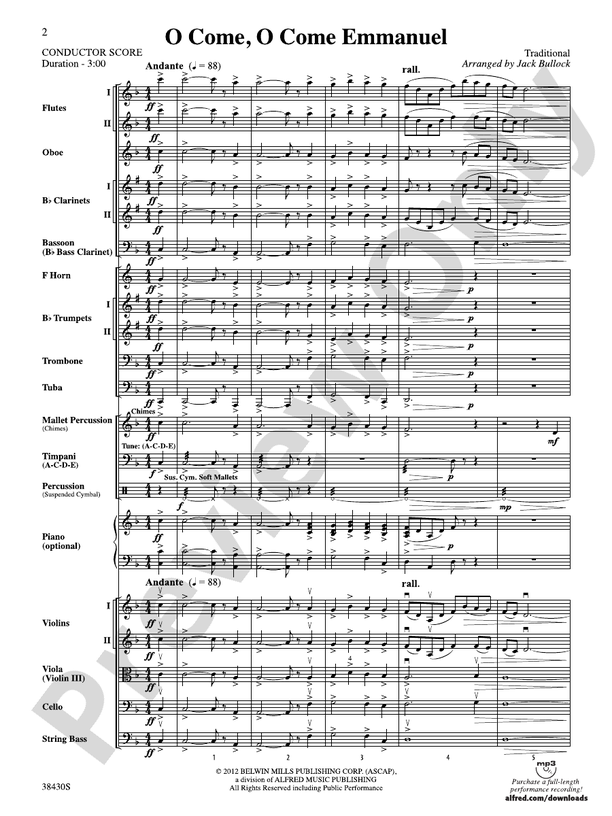 O Come, O Come Emmanuel – Ful Orchestra Conductor Score & Parts (Digital Download)