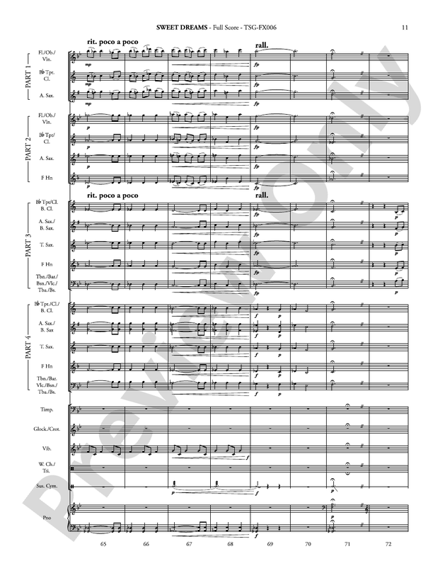 Sweet Dreams (Flexible Arrangement) - Concert Band Conductor Score & Parts (Digital Download)