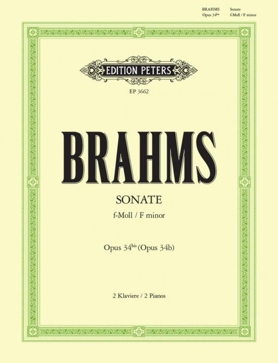 Brahms - Sonata Op34B Fmin (After Quintet Op34) - 2 Pianos 4 Hands - Peters EP3662