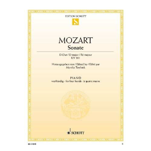 Mozart - Sonata in DMaj K381 - 1 Piano/4 Hands Schott ED01015