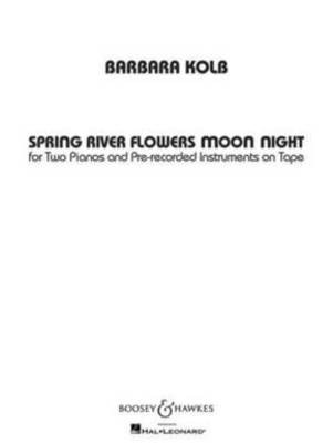 Spring River Flowers Moon Night