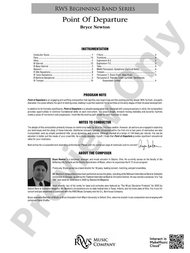 Point of Departure - Concert Band Conductor Score & Parts(Digital Download)