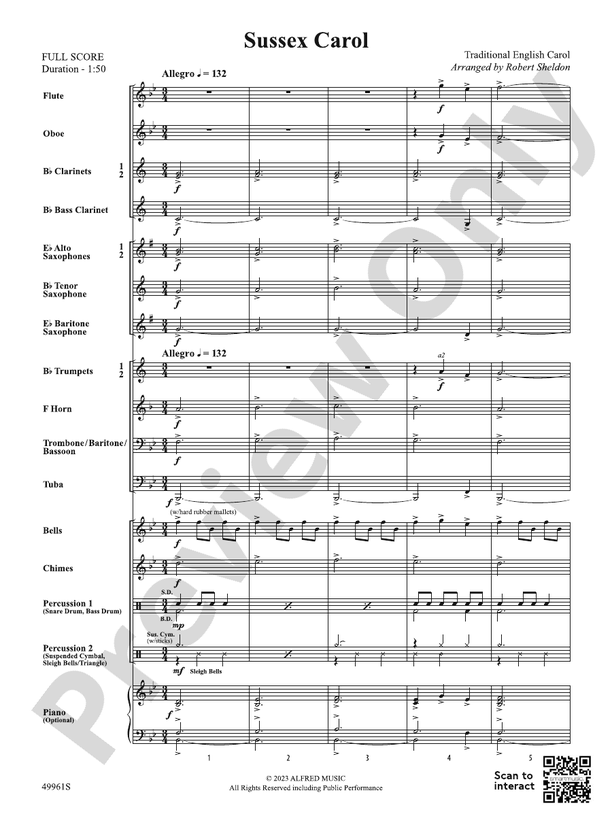 Sussex Carol – Concert Band Conductor Score & Parts (Digital Download)