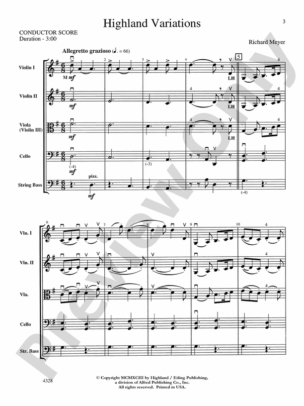 Highland Variations – String Orchestra Conductor Score & Parts (Digital Download)