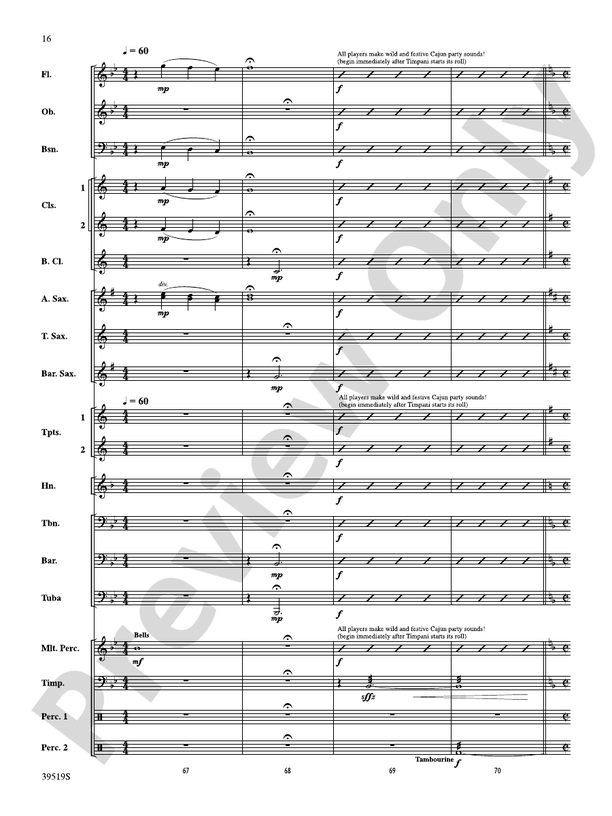 Zydeco Cajun Crawdad Dance - Concert Band Conductor Score & Parts (Digital Download)