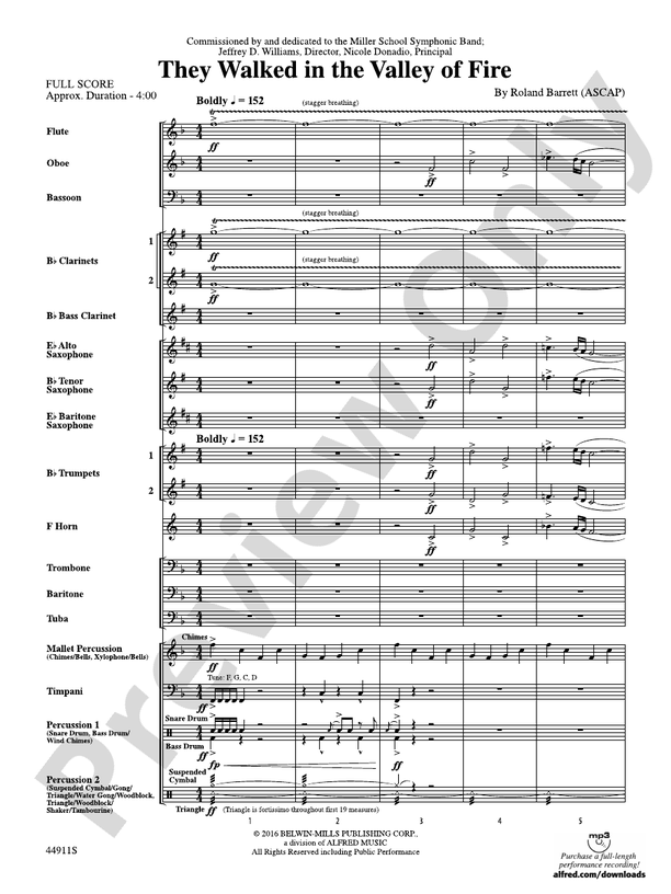 They Walked in the Valley of Fire - Concert Band Conductor Score & Parts (Digital Download)