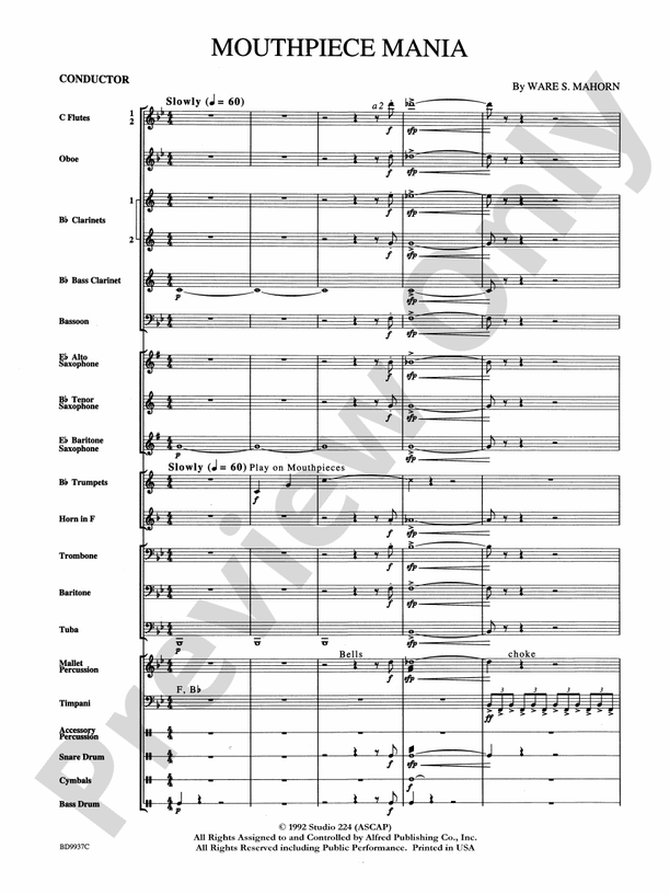 Mouthpiece Mania - Concert Band Conductor Score & Parts (Digital Download)