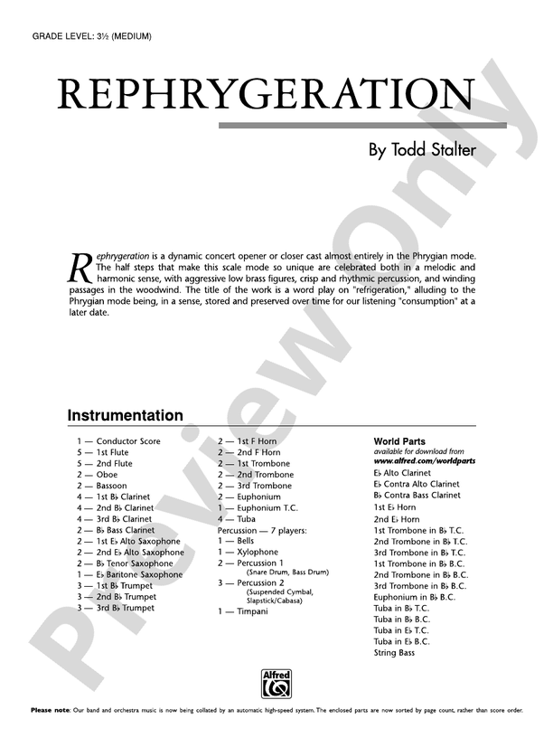 Rephrygeration - Concert Band Conductor Score & Parts (Digital Download)