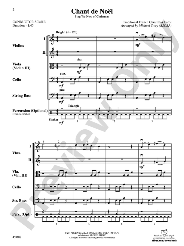 Chant de Noel - String Orchestra Conductor Score & Parts (Digital Download)