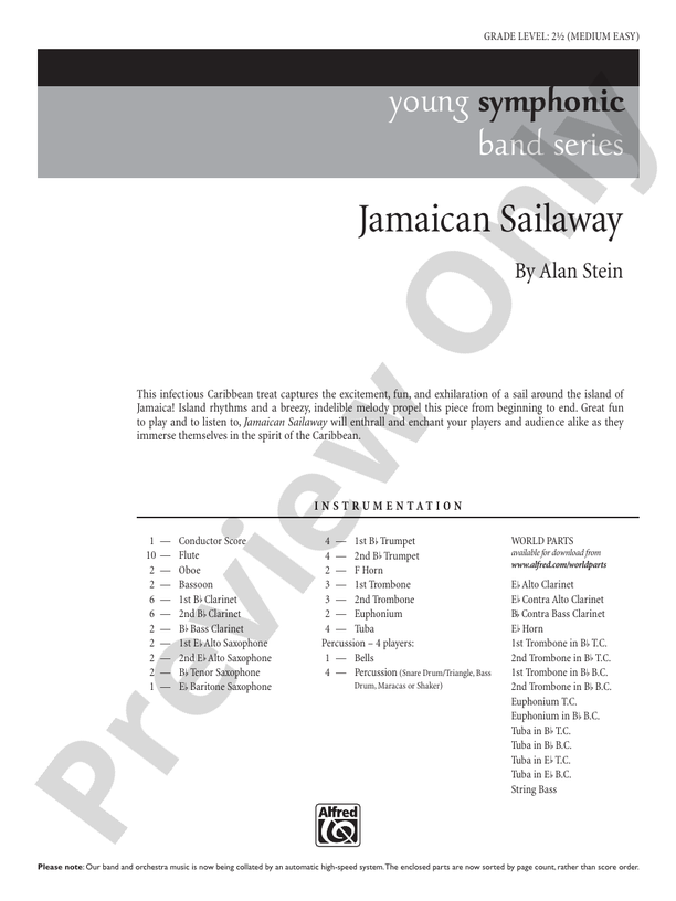 Jamaican Sailaway - Concert Band Conductor Score & Parts (Digital Download)