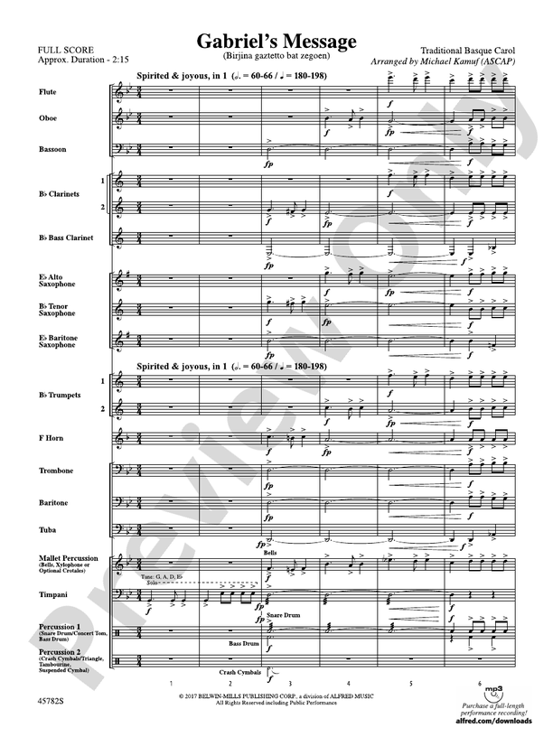 Gabriel's Message - Concert Band Conductor Score & Parts (Digital Download)