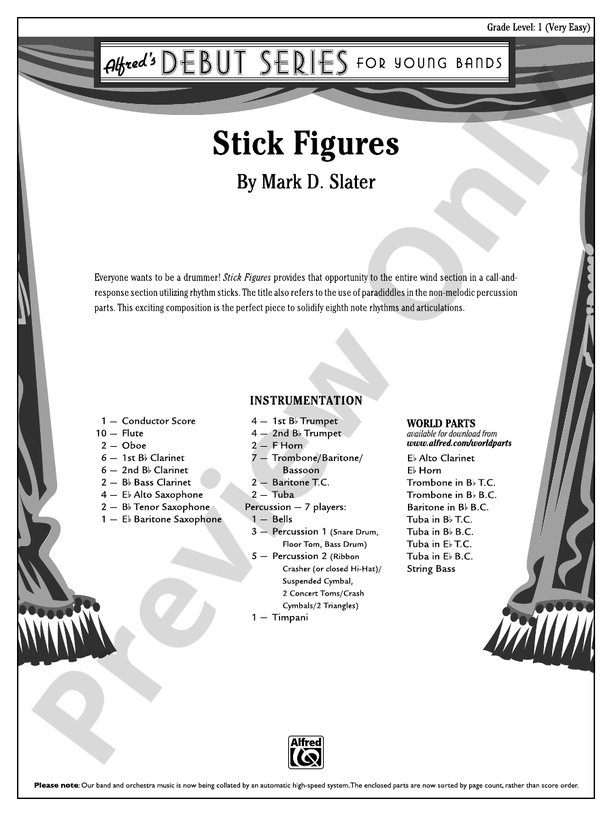 Stick Figures - Concert Band Conductor Score & Parts (Digital Download)