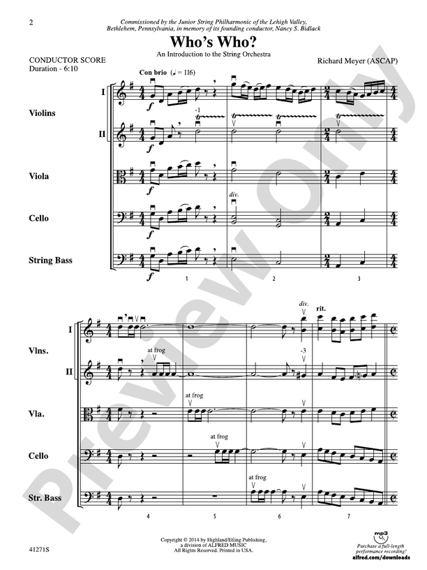 Who's Who? – String Orchestra Conductor Score & Parts (Digital Download)