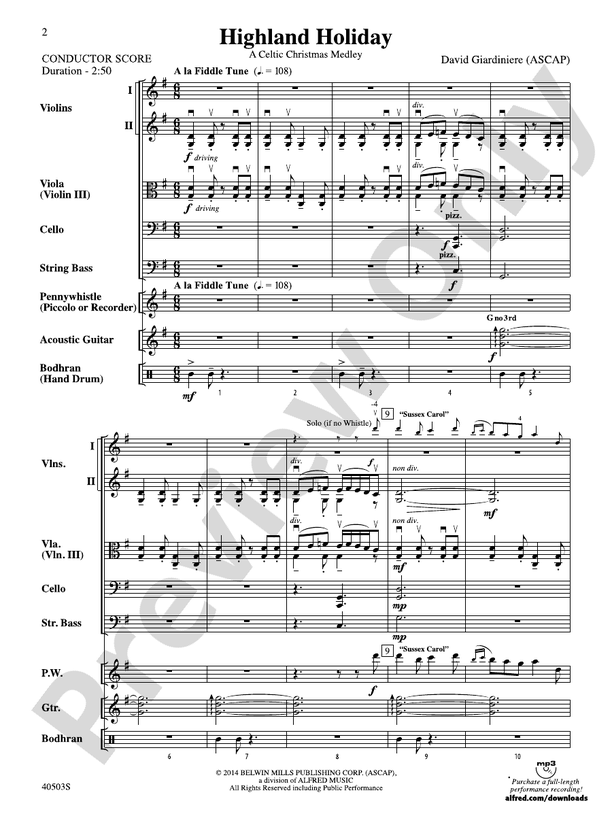 Highland Holiday – String Orchestra Conductor Score & Parts (Digital Download)