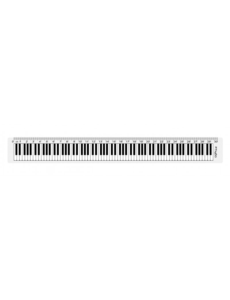 30cm Music Ruler Black with White Piano Keyboard