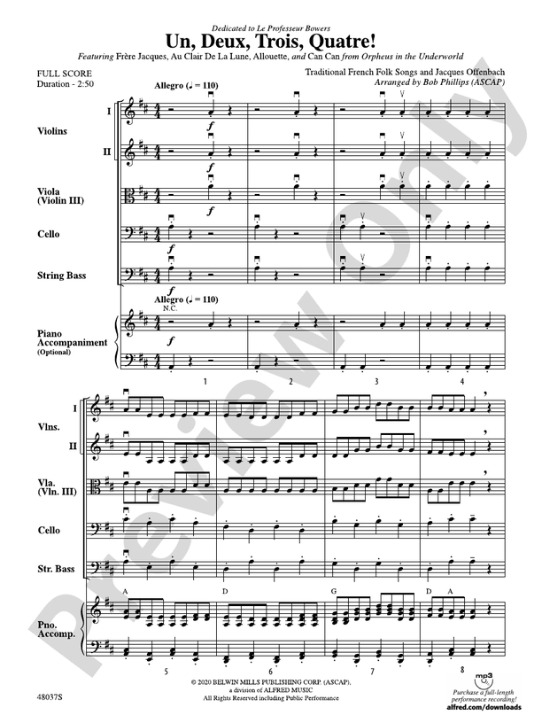 Un, Deux, Trois, Quatre! - String Orchestra Conductor Score & Parts (Digital Download)