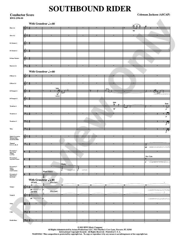 Southbound Rider - Full Orchestra Conductor Score & Parts (Digital Download)