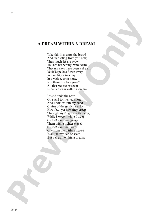A Dream Within a Dream - SSA Choral Octavo (Digital Download)