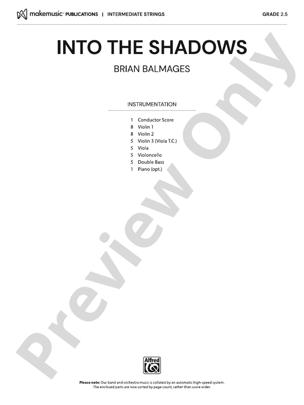 Into the Shadows - String Orchestra Conductor Score & Parts (Digital Download)