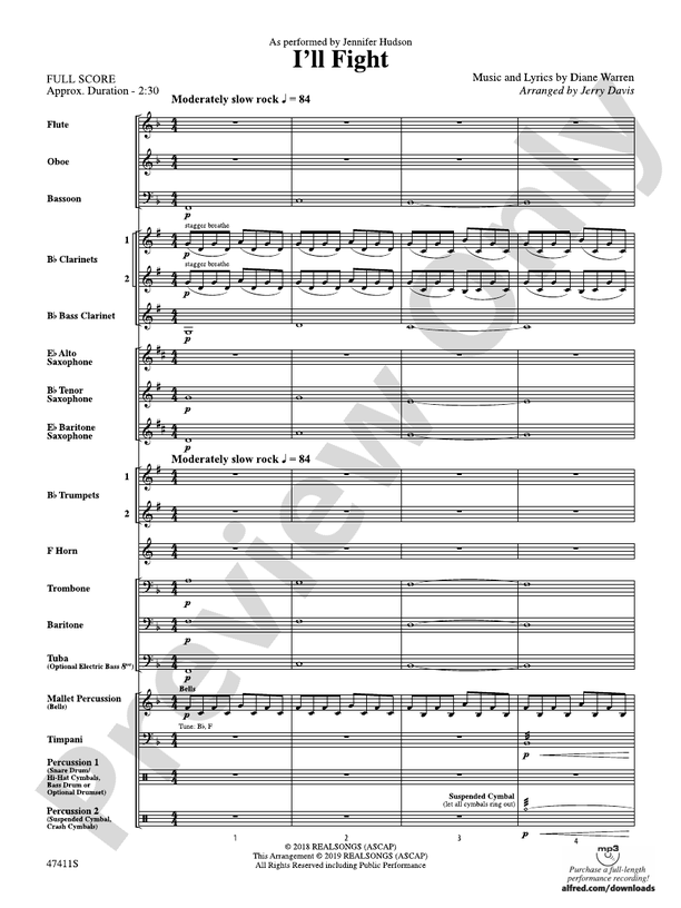 I'll Never Love Again (from A Star Is Born) - Concert Band Conductor Score & Parts (Digital Download)