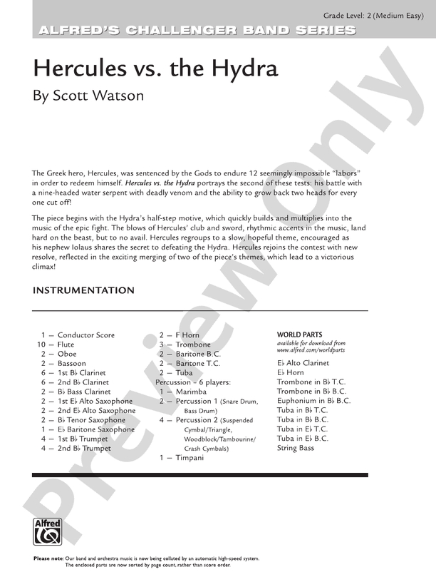 Hercules vs. the Hydra - Concert Band Conductor Score & Parts (Digital Download)