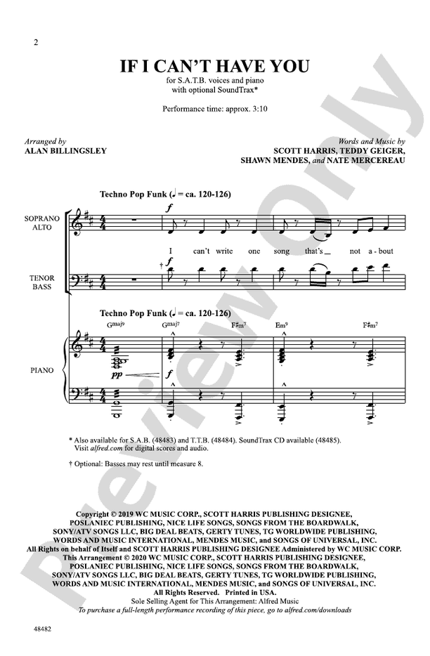 If I Can't Have You – SATB Choral Octavo (Digital Download)
