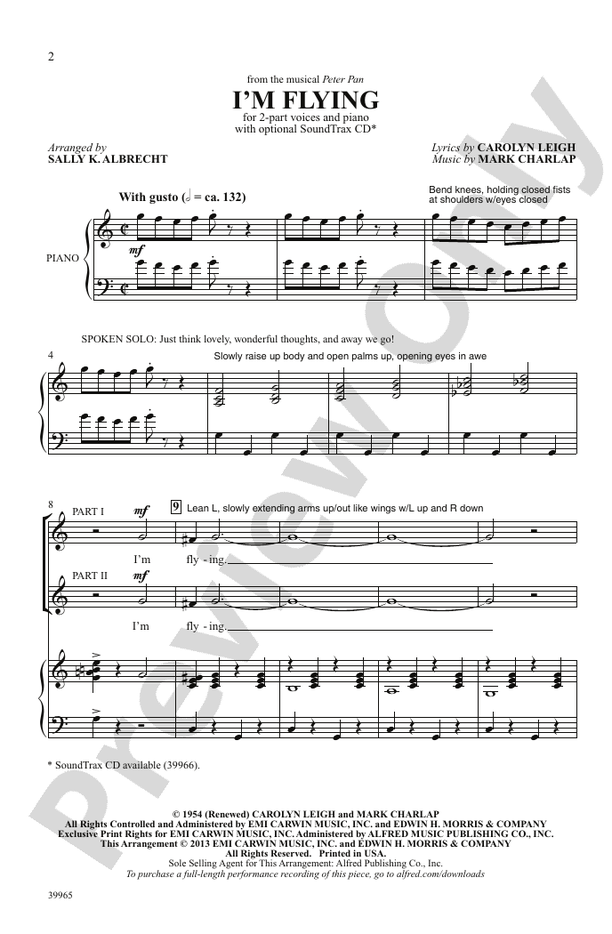 I'm Flying (from Peter Pan) – 2-Part Choral Octavo (Digital Download)