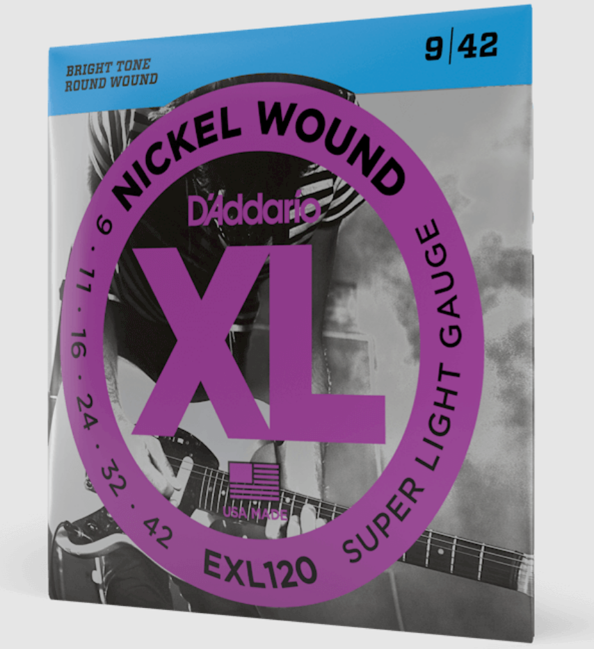 D'Addario Nickel Wound XL Electric Guitar Strings, Super Light 09-42, Set