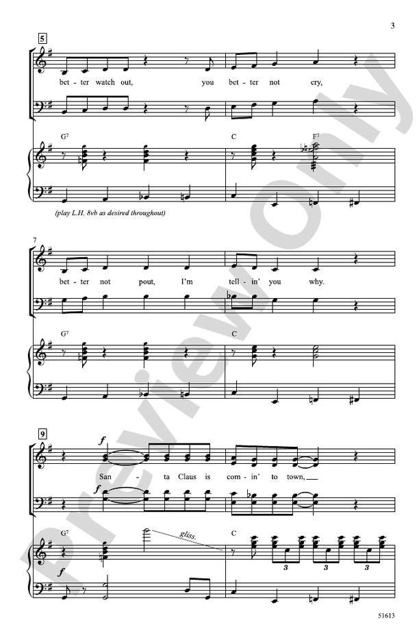 Santa Claus Is Comin' to Town - SATB Choral Octavo (Digital Download)