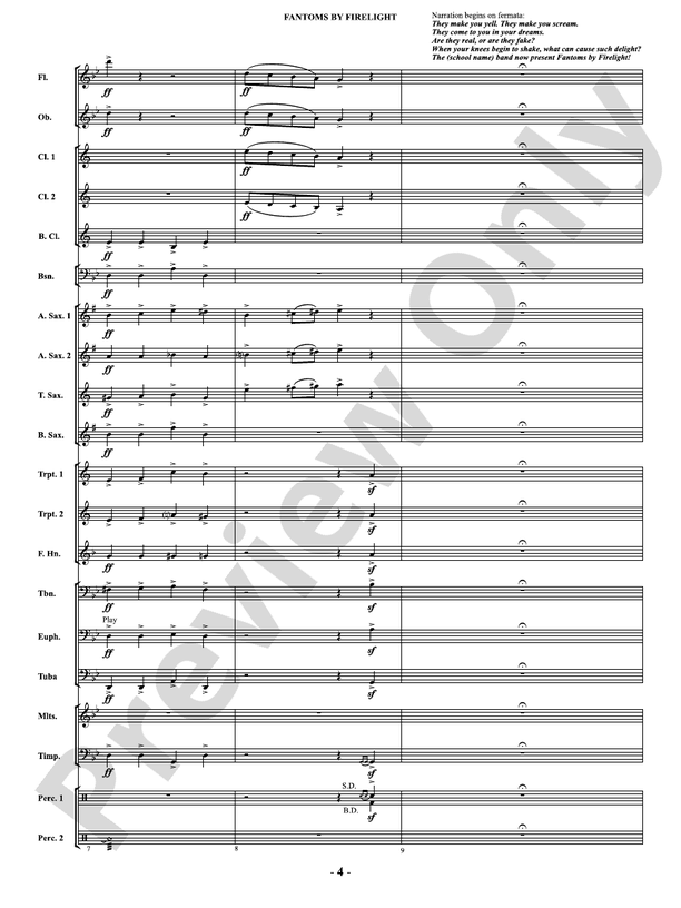 Fantoms By Firelight (for Narrator and Band) - Concert Band Conductor Score & Parts(Digital Download)