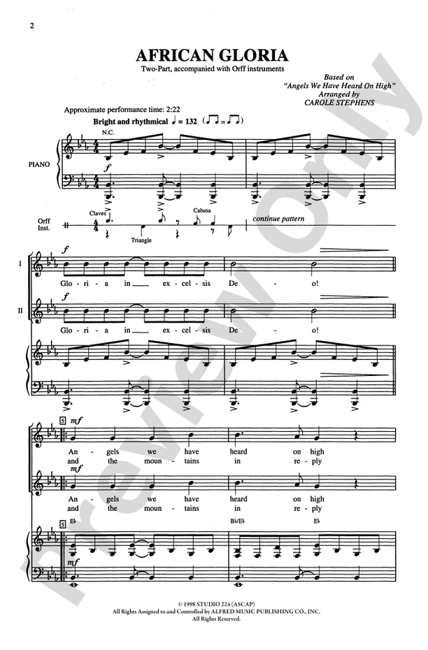 African Gloria - Carole Stephens - 2-Part Choral Octavo (Digital Download)