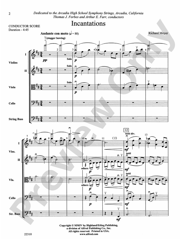 Incantations – String Orchestra Conductor Score & Parts (Digital Download)