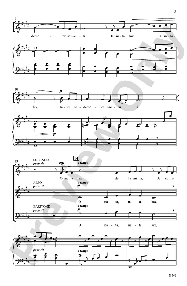 O Nata Lux - SAB Choral Octavo (Digital Download)