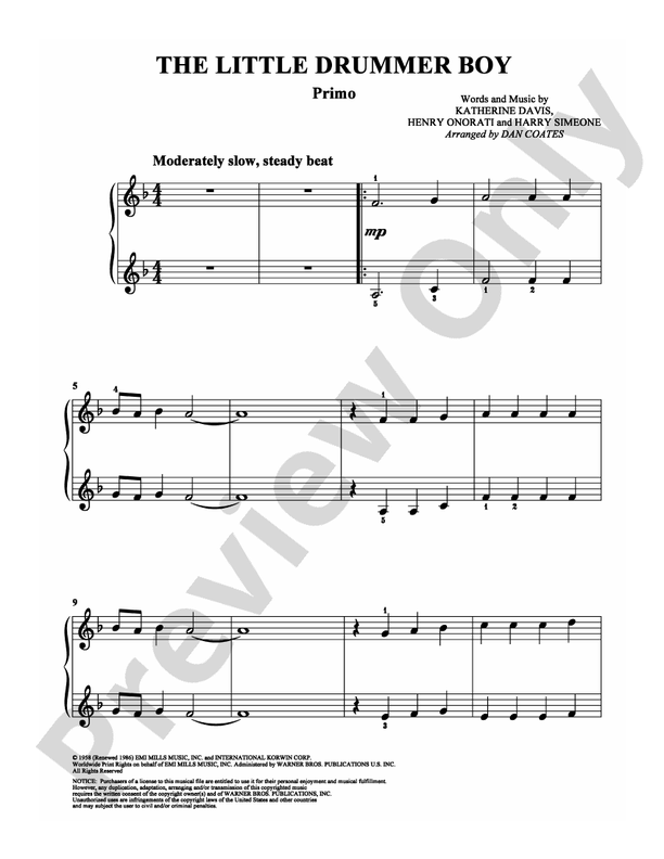 The Little Drummer Boy - 1 Piano, 4 Hands (Digital Download)