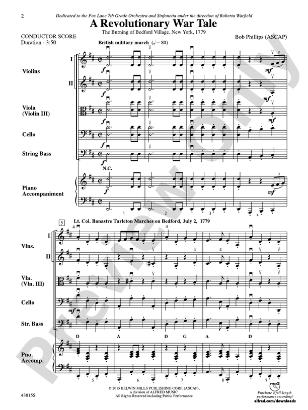 A Revolutionary War Tale – String Orchestra Conductor Score & Parts (Digital Download)