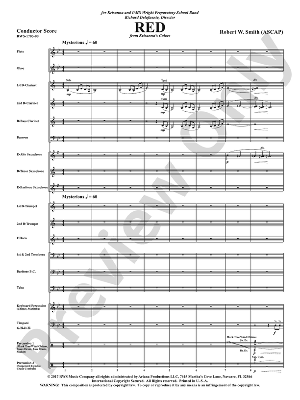 Red - Concert Band Conductor Score & Parts (Digital Download)
