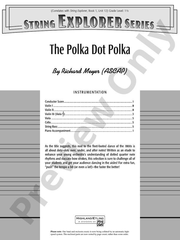 The Polka Dot Polka - String Orchestra Conductor Score & Parts (Digital Download)