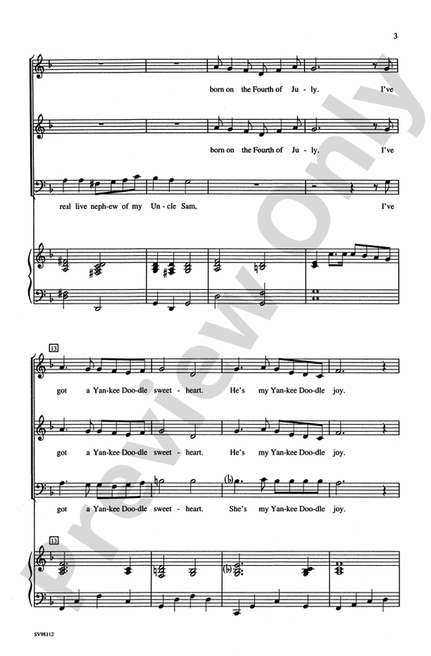 (I'm a) Yankee Doodle Dandy - 3-Part Mixed Choral Octavo (Digital Download)