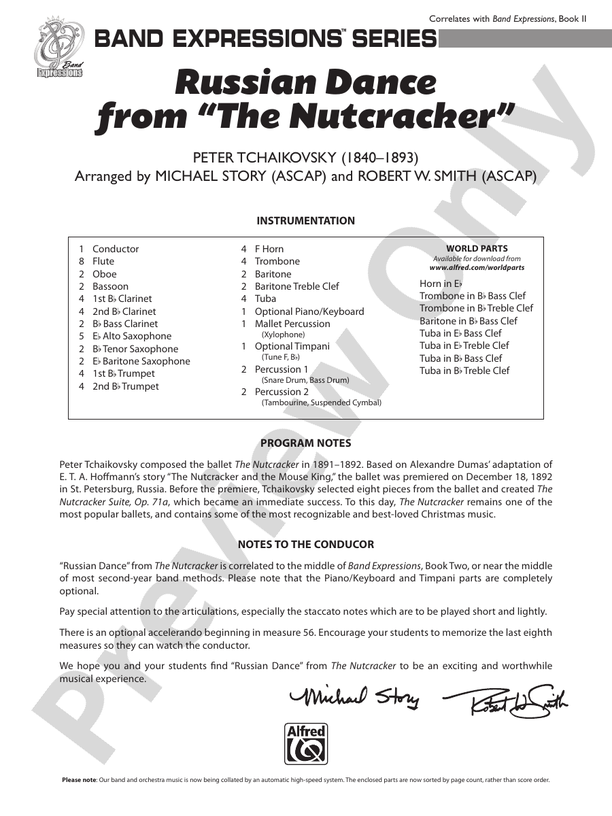 Russian Dance from The Nutcracker - Concert Band Conductor Score & Parts (Digital Download)