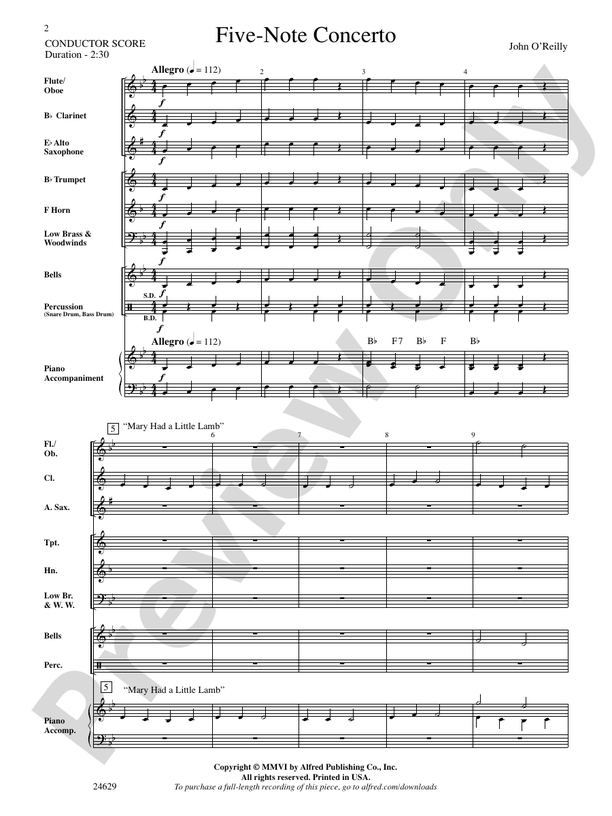 Five-Note Concerto - Concert Band Conductor Score & Parts (Digital Download)
