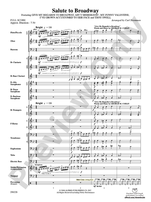 Salute to Broadway - Concert Band Conductor Score & Parts (Digital Download)