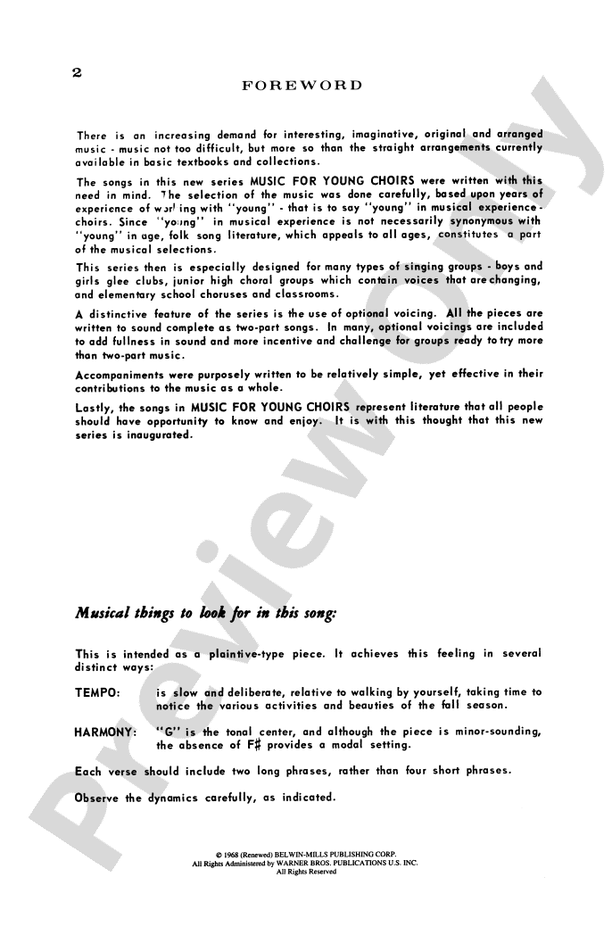 I Walk the Unfrequented Road – SA or TB Choral Octavo - Digital Sheet Music Download (Digital Download)