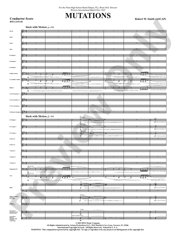 Mutations - Concert Band Conductor Score & Parts (Digital Download)
