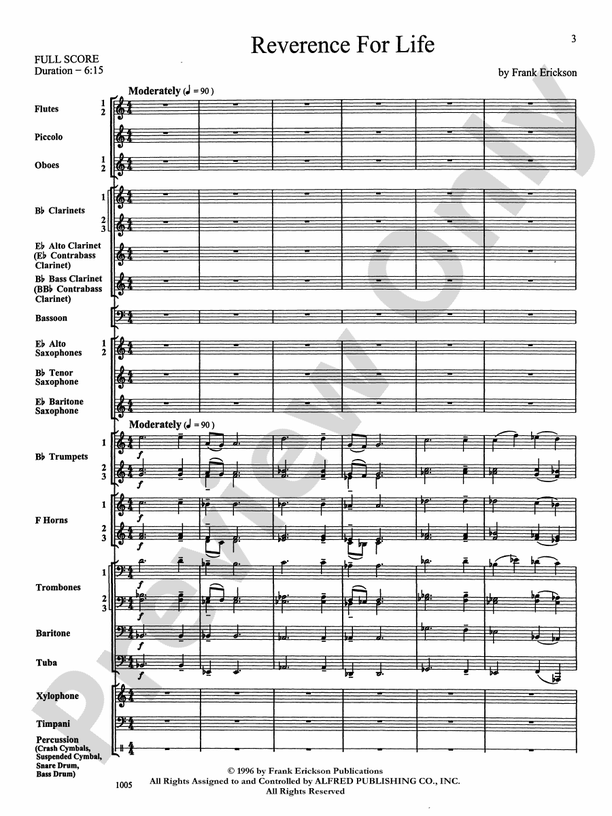 Reverence for Life - Concert Band Conductor Score & Parts (Digital Download)
